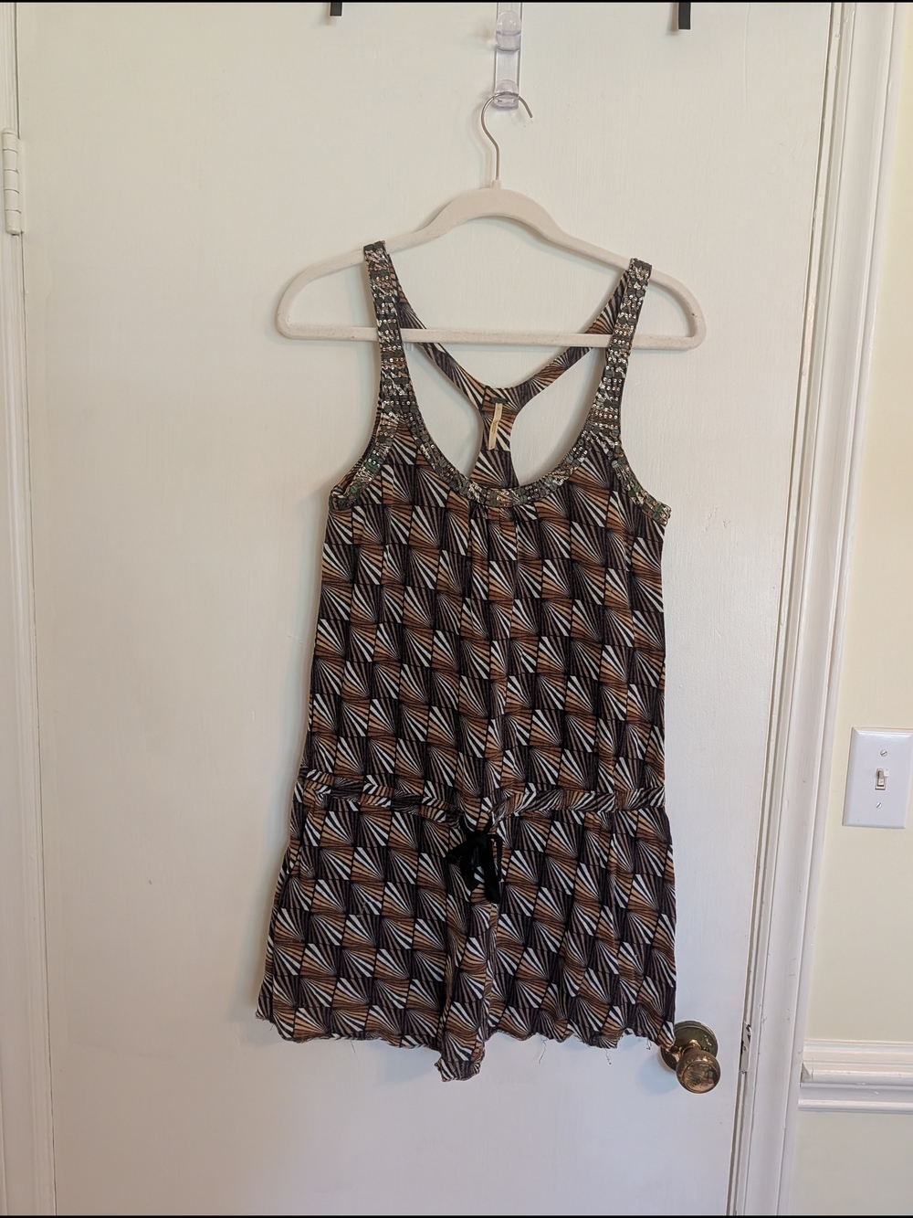 Free People Brown Black Geometric Tank Tunic